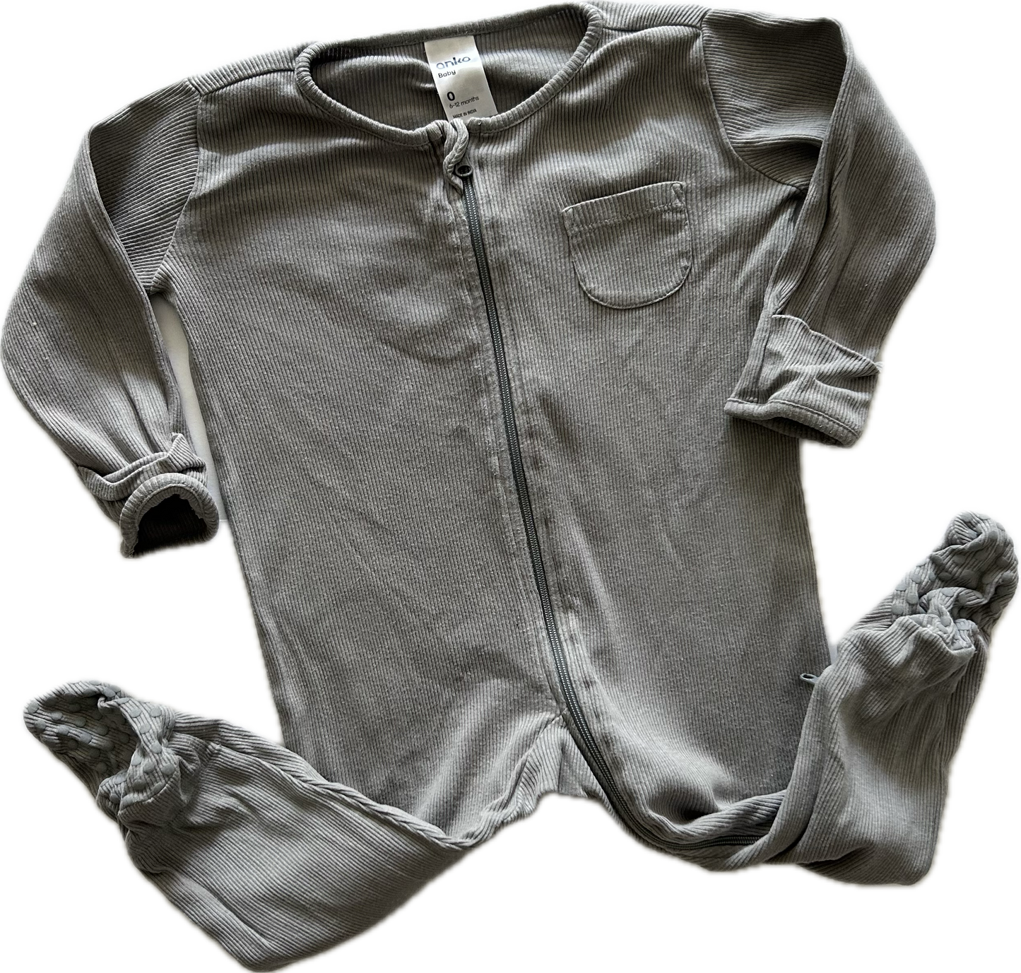 Anko Onesie Zippy Baby Age 0 Grey