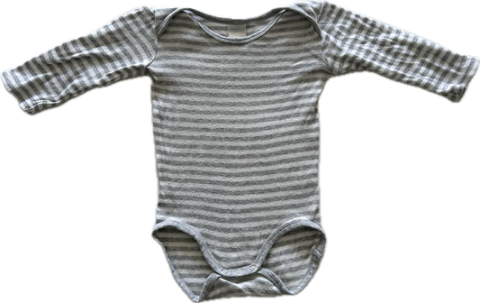 Bonds Long Sleeved Body Suit Baby Age 0 Grey & White Striped