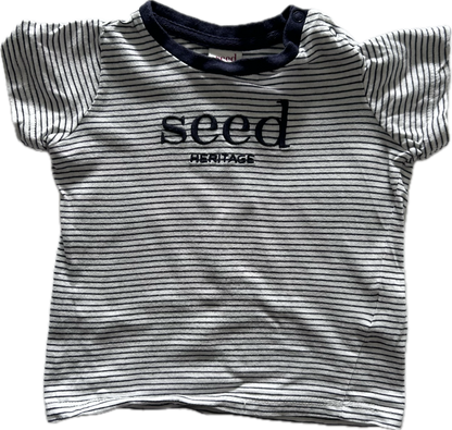 Seed Heritage Short Sleeved T-Shirt Baby Age 0 Navy & White Stripes