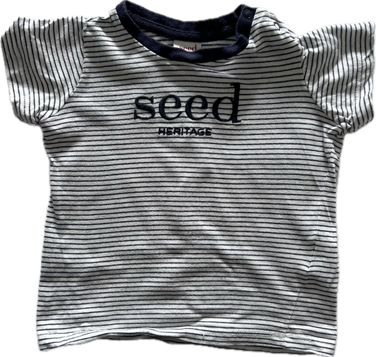 Seed Heritage Short Sleeved T-Shirt Baby Age 0 Navy & White Stripes