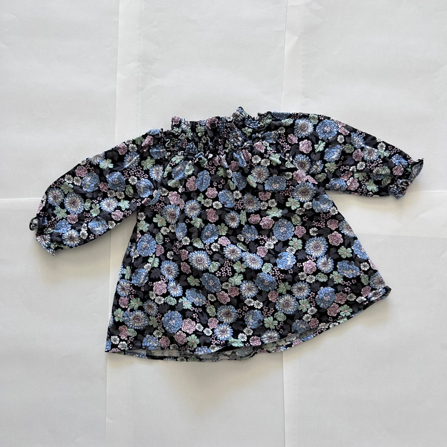Country Road Long Sleeved Dress Baby Age 0 Blue Flowers