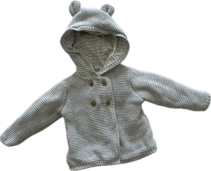 Button Up Hoody Age 1 Light Grey