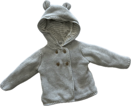 Button Up Hoody Age 1 Light Grey