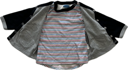 Bon Bebe Long Sleeved Shirt with Short Sleeved T-Shirt Set Age 00 Grey & Black