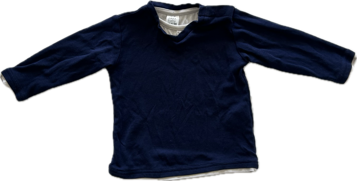 Zara Long Sleeved T-Shirt Age 0 Navy Blue