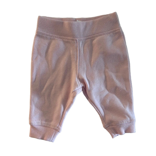 Kids & Co Age 000 trousers / baby tracksuit pants in light pink with plain with ribbed waistband and cuffs — gently loved condition.