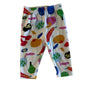 Gorman Playground Age 000 trousers / leggings in white with multicolour print with all-over abstract fruit and food scatter print in red, blue, green, yellow, orange, pink and black â€” like new condition.