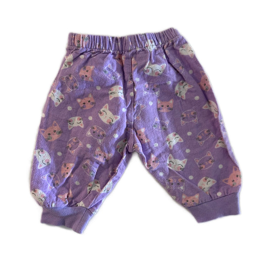 Target Fleecy Cotton Trousers Baby Age 000 Purple with Cats