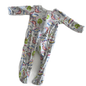 Anko Age 1 long sleeved zip-up footed sleepsuit in grey, white, multicolour with cartoon dinosaur print â€” gently loved condition.