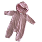 Kids & Co Age 000 hooded zip-up romper in pink with gold polka dots â€” gently loved condition.