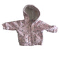 Target Age 000 zip-up hooded jumper in pink with silver glitter heart print, well loved condition.