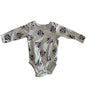 H&M Age 000 long sleeve bodysuit in cream, pink, black with minnie mouse all-over print â€” gently loved condition.
