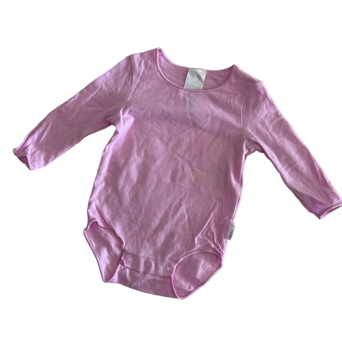 Bonds Age 000 long sleeve bodysuit in pink with plain â€” gently loved condition.