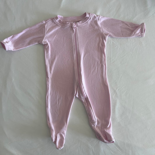 Anko Age 000 long sleeve zip footed sleepsuit in pink with plain â€” gently loved condition.