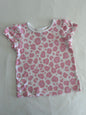 Sprout Age 00 short sleeve flutter sleeve t-shirt in white and pink with leopard/animal print spots â€” like new condition.