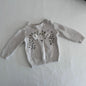 Target Age 00 long sleeved knit pullover sweater in oatmeal/cream with 3d bear face with embroidered whiskers and nose â€” like new condition.