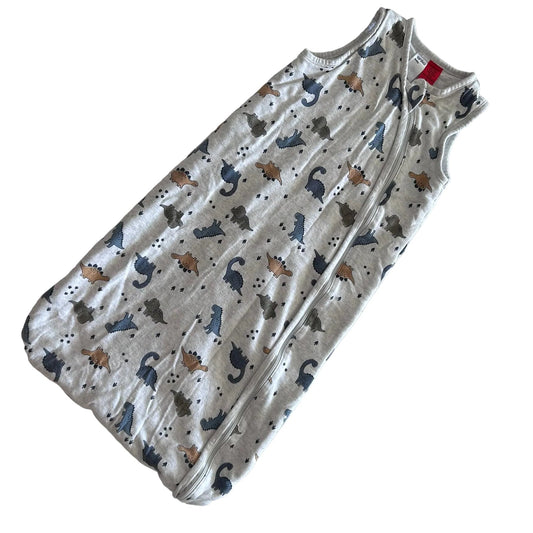 Anko Baby Age 2 sleeveless baby sleep bag in light grey with all-over multicolour dinosaur print — like new condition.