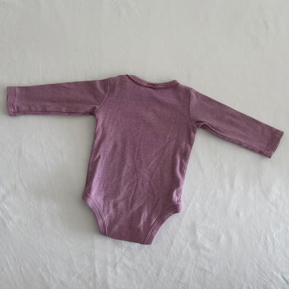 Target Age 00 long sleeve bodysuit in pink and white with mini gingham check — like new condition.