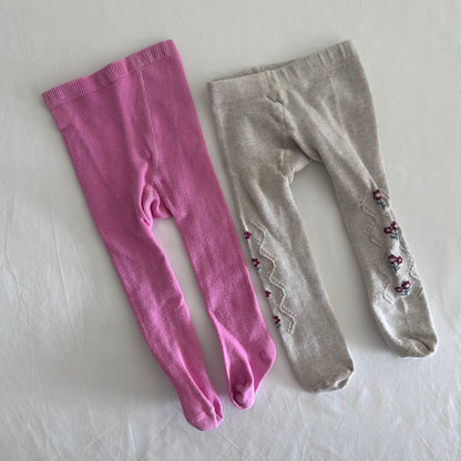 Tights Age 00 Pink and Beige Pink: Plain