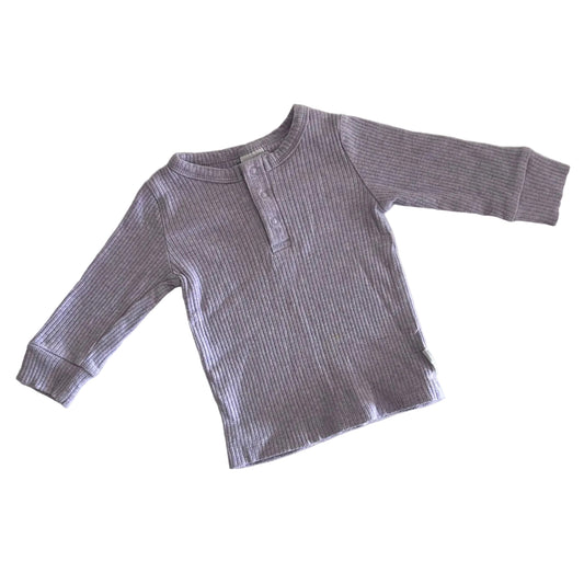 Baby Berry Age 00 long sleeve henley top in lavender with ribbed — like new condition.