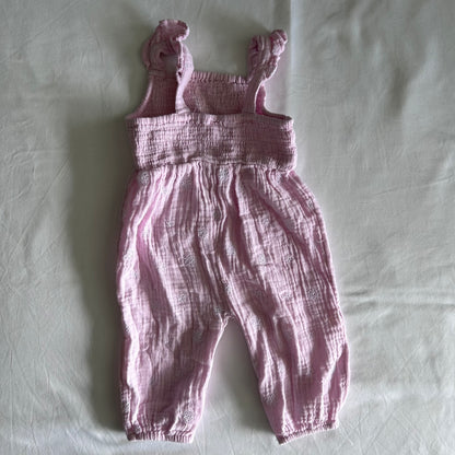 Sleeveless Jumpsuit Baby Age 0 Pink Eyelet Embroidery