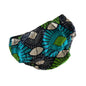 Nenetouti Age 1 nappy cover pants / bloomers in teal, green, black, cream with african wax print with geometric and floral motifs — gently loved condition.