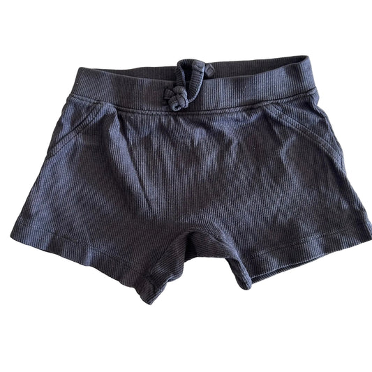 Bonds Baby Age 00 ribbed shorts with drawstring waist in dark grey with ribbed texture — well loved condition.