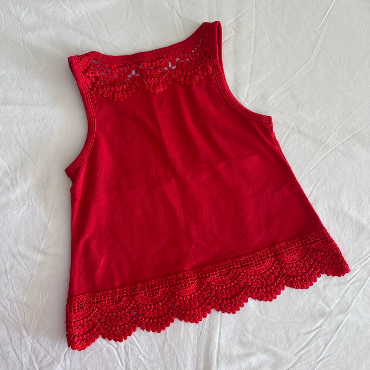 Big W Top Age 1 Red Crochet Lace