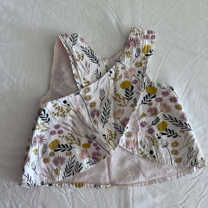 Summer Cross-back Top White and Pink Floral Botanical