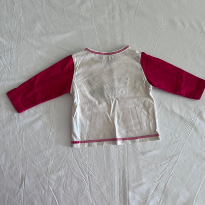 Okie Dokie Long Sleeved T-shirt Age 1 White and Pink Embroidered and