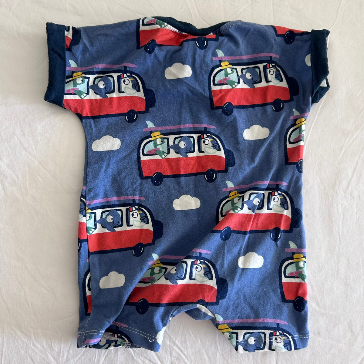 Jack & Milly Short Sleeved Romper Age 000 Blue and Red Allover Print