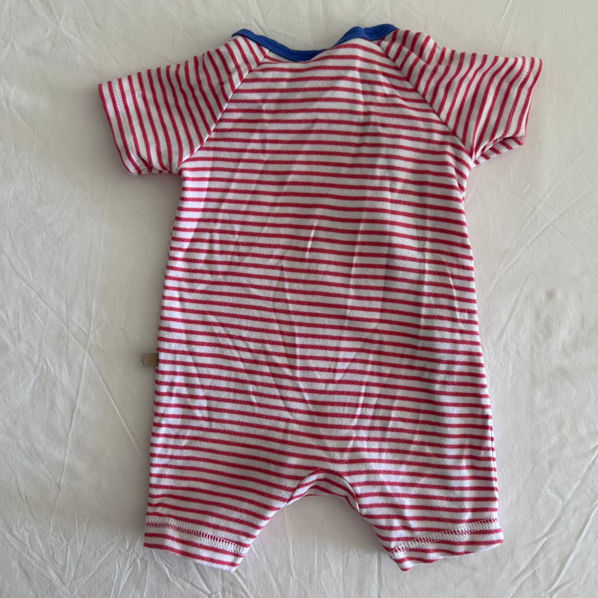 Sprout Short Sleeved Romper Age 00 Red and White Horizontal with Crab Design