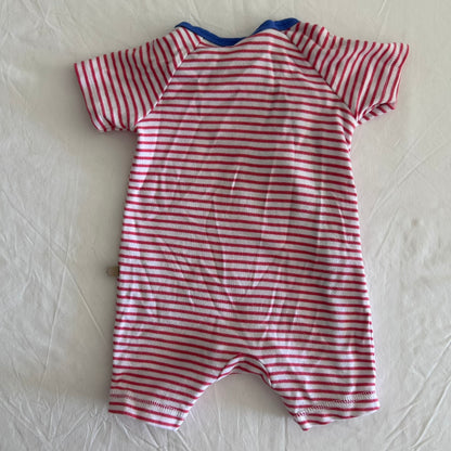 Sprout Short Sleeved Romper Age 00 Red and White Horizontal with Crab Design