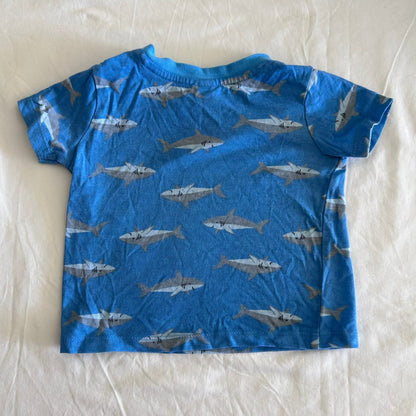 Dymples Cotton T-shirt Age 00 Blue with Shark Pattern