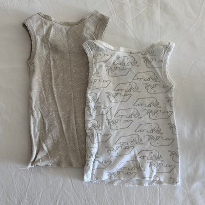 Dymples Cotton Singlet / Vest Age 000 Beige & White Dinosaurs