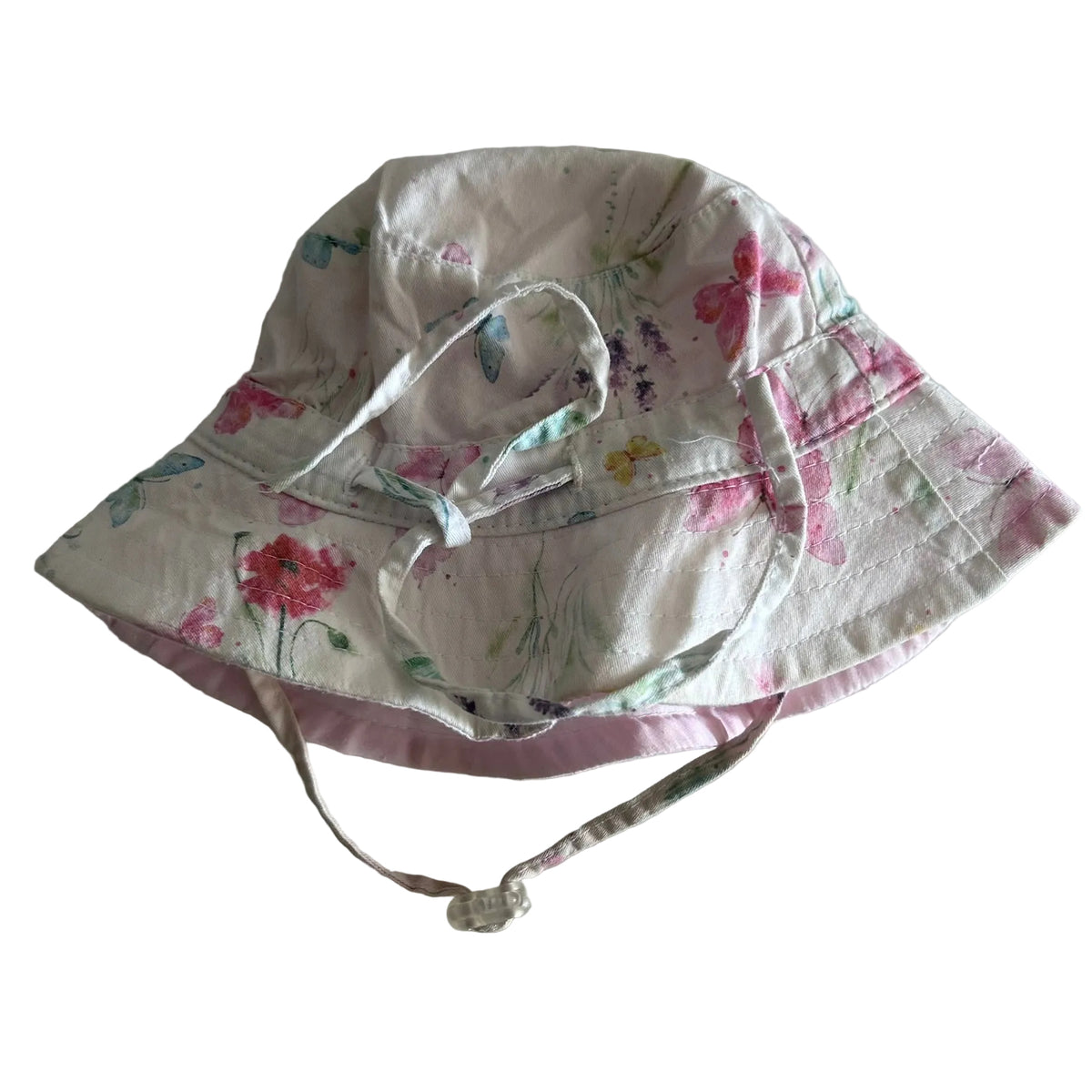 Toshi Hat Age 00 White and Pink Watercolour Floral