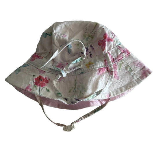Toshi Hat Age 00 White and Pink Watercolour Floral