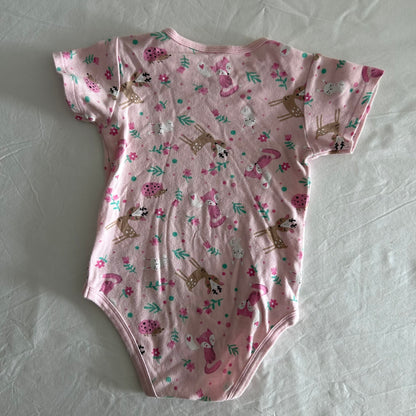 Ollie's Place 100% Cotton Bodysuit Age 1 Pink Woodland Animals