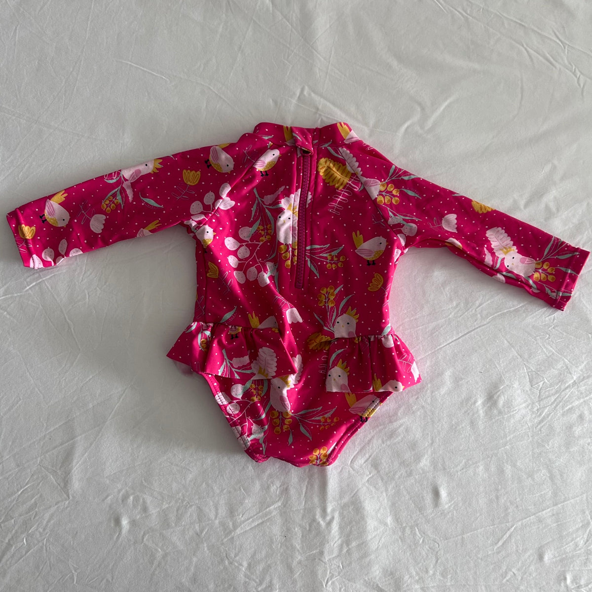 Sprout Swimsuit Baby Age 0 Pink and White Cockatoo and