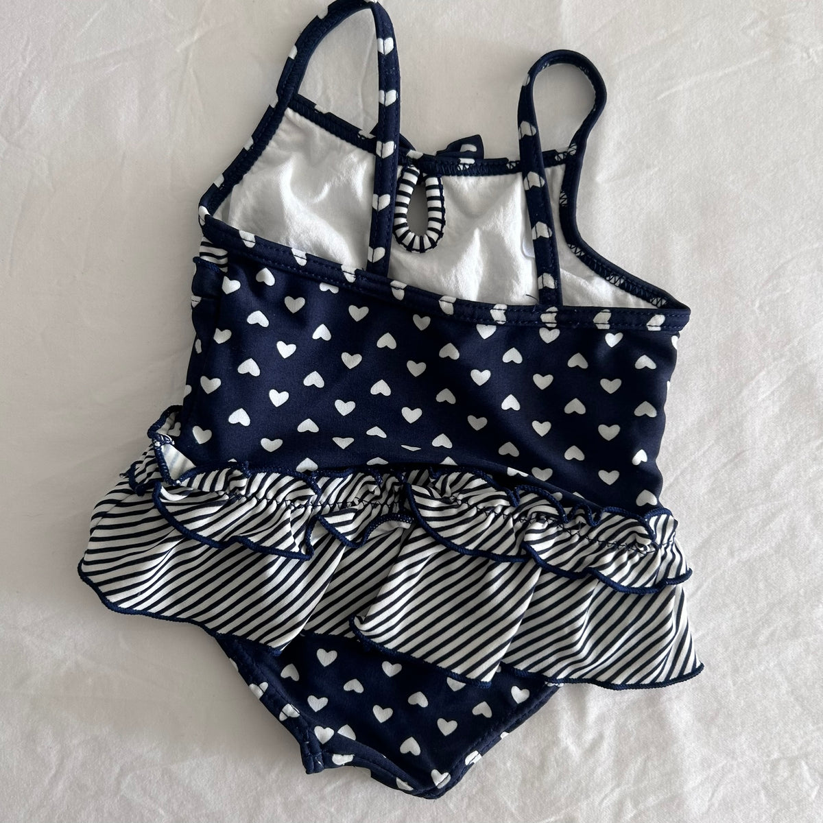 Hippo + Friends Swimsuit Baby Age 0 Navy and Blue Mixed Heart