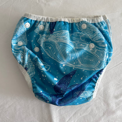 Waladi Swim Nappy Age 00 Teal and White Sea Turtle