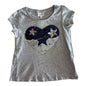 Seed Heritage Age 6 short sleeve t-shirt in grey with reversible sequin heart with navy and silver/rose gold sequins, star detail — gently loved condition.