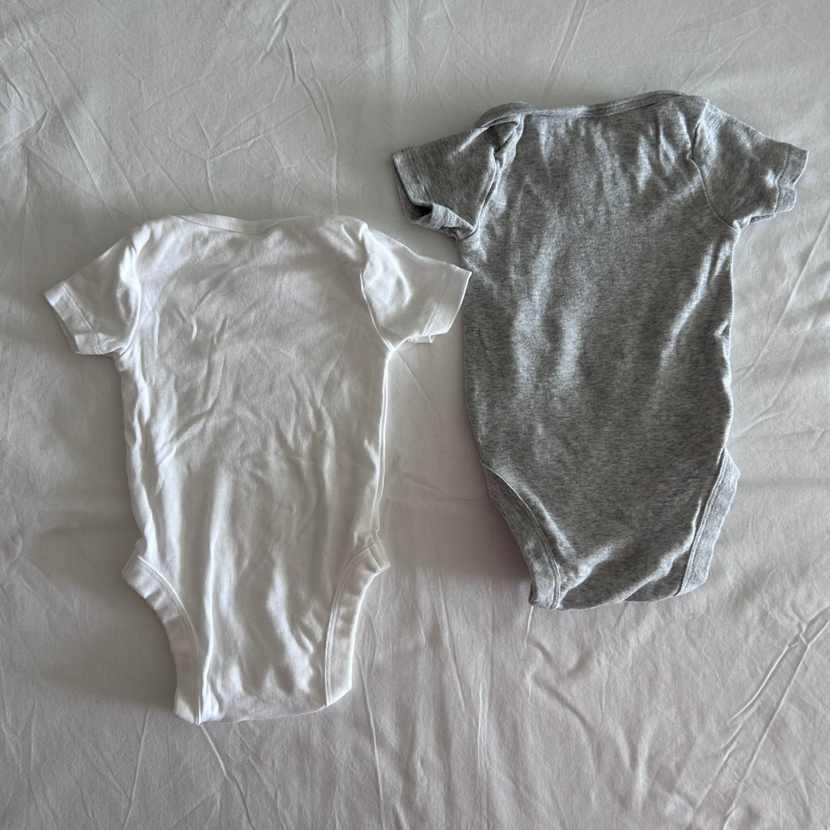 Dymples Cotton Bodysuit Baby Age 00 White & Grey Set of Two
