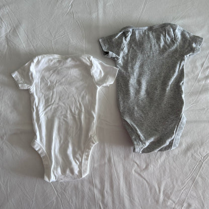 Dymples Cotton Bodysuit Baby Age 00 White & Grey Set of Two