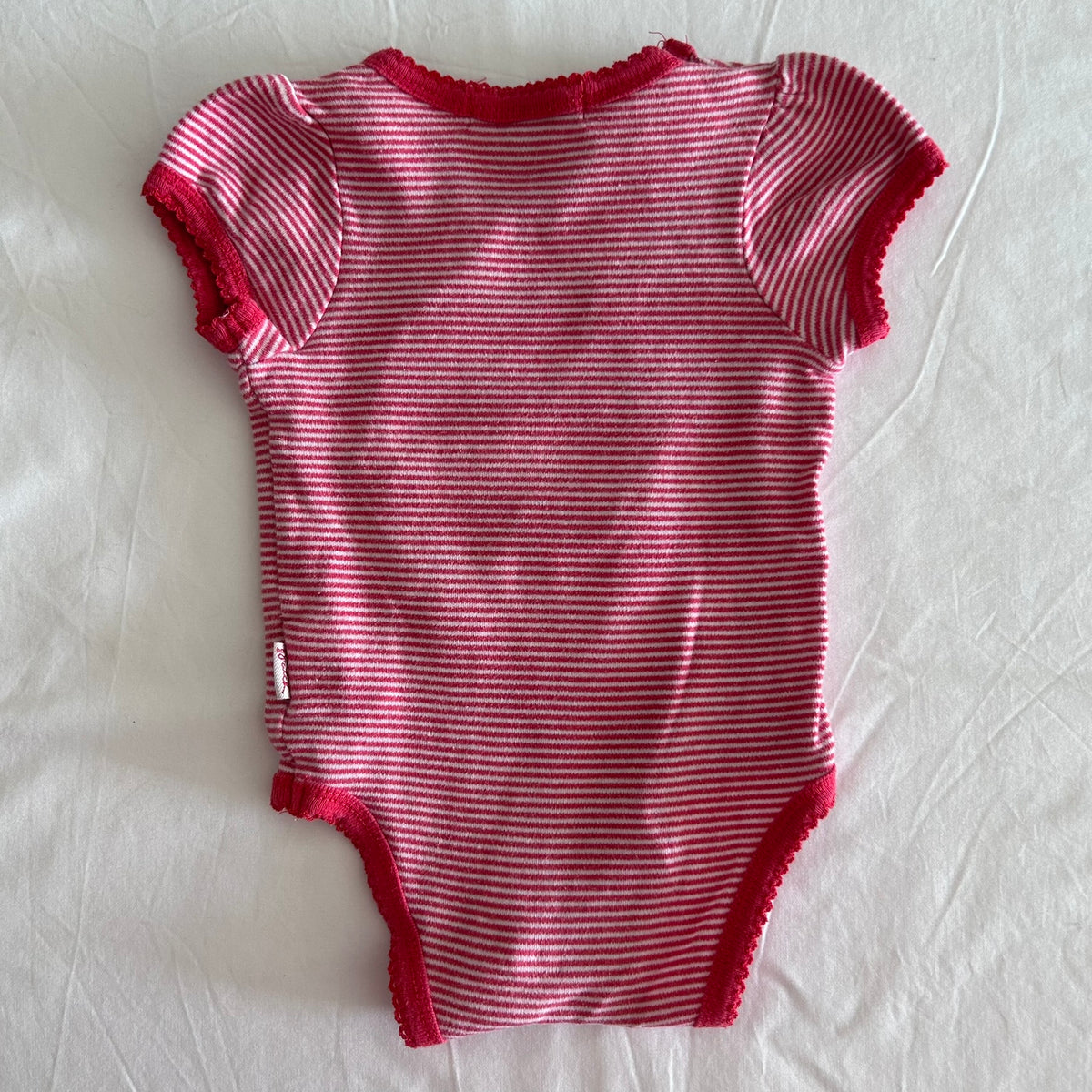 Pumpkin Patch Short Sleeve Bodysuit Baby Age 00 Red and White Horizontal Stripes