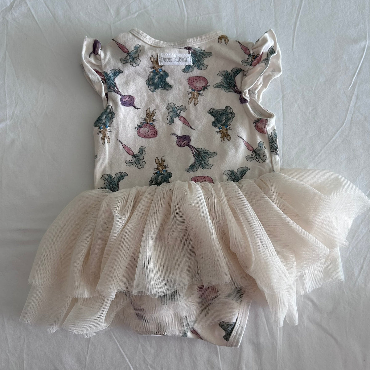 Peter Rabbit Short Sleeved Bodysuit Tutu Dress Baby Age 0 White & Cream Peter Rabbit