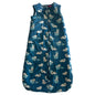 Cotton On Age 0 sleeveless zip-up sleep bag (sleeping bag/wearable blanket) in teal blue, white, light blue with all-over dinosaur print (various dinosaur silhouettes and hatching eggs) — gently loved condition.