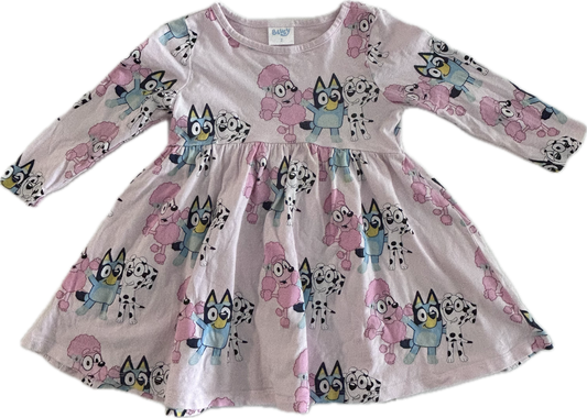 Bluey Long Sleeved Dress Toddler Age 2 Pink